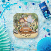 Two Wild Safari Animals Driving Car 2nd Birthday  ペーパープレート (パーティー)