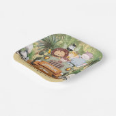 Two Wild Safari Animals Driving Car 2nd Birthday  ペーパープレート (傾斜あり)