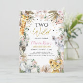 TWO WILD SAFARI Pampas Grass Animals生誕日 招待状 (スタンド正面)