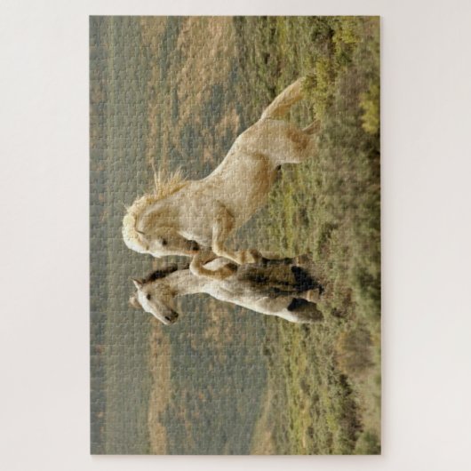 Two Wild Stallions Fight ジグソーパズル (縦)