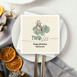 Two Wild Tropical Giraffe Animal Birthday Party  スタンダードカクテルナプキン