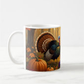 Two Wild Turkeys Thanksgiving コーヒーマグカップ (左)