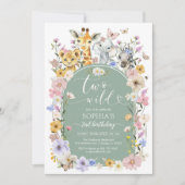 Two Wild Wildflower Animal 2nd Birthday Invitation 招待状 (正面)