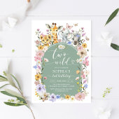 Two Wild Wildflower Animal 2nd Birthday Invitation 招待状