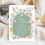 Two Wild Wildflower Animal 2nd Birthday Invitation 招待状