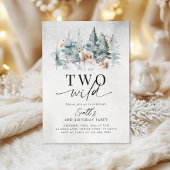 Two Wild Winter Woodland Animals 2nd Birthday 招待状