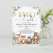 Two Wild Woodland Party Animals Boy 2nd Birthday 招待状 (スタンド正面)