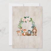 Two Wild Woodland Party Animals Girl 2nd Birthday 招待状 (裏面)