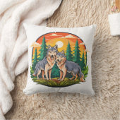 Two wolves クッション (ブランケット)