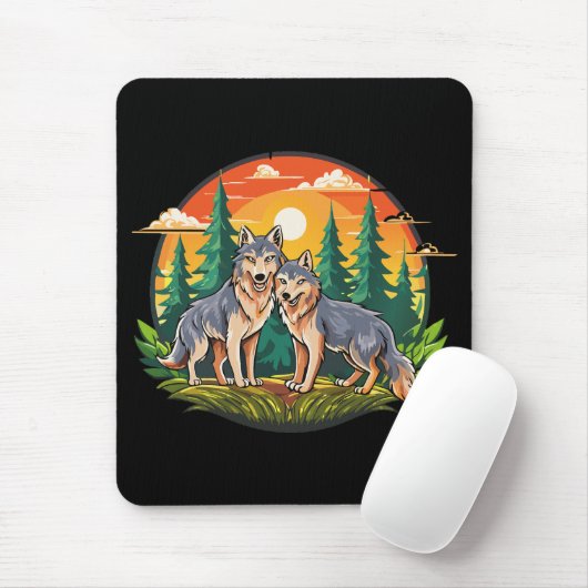 Two wolves マウスパッド (マウス)