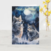 Two Wolves in Winter カード (黄色い花)