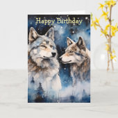 Two Wolves in Winter カード (黄色い花)