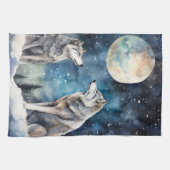 Two Wolves in Winter キッチンタオル (横)