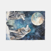 Two Wolves in Winter フリースブランケット (正面(横))