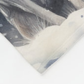 Two Wolves in Winter フリースブランケット (角)