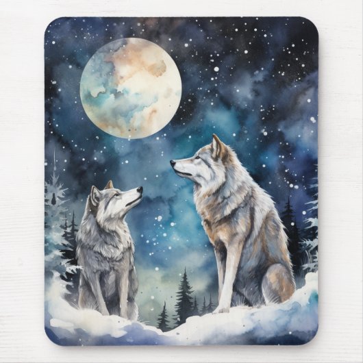 Two Wolves in Winter マウスパッド (正面)