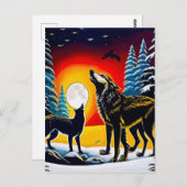 Two Wolves Wall Art Printable Home ポストカード (正面/裏面)