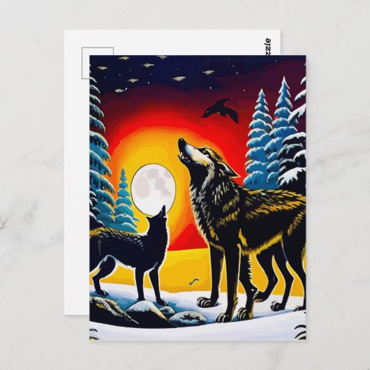 Two Wolves Wall Art Printable Home                 ポストカード (正面/裏面)