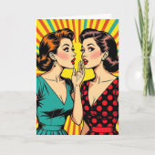 Two Woman Gossiping Telling Secrets Friendship カード (正面)