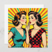 Two Woman Gossiping Telling Secrets Pop Art (正面/裏面)