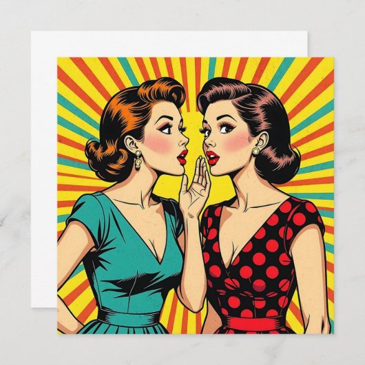 Two Woman Gossiping Telling Secrets Pop Art (正面/裏面)