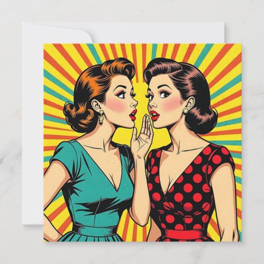 Two Woman Gossiping Telling Secrets Pop Art (正面)
