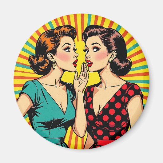 Two Woman Gossiping Telling Secrets Pop Art マグネット (正面)