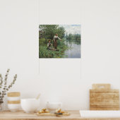 Two Women魚釣りポスター – Daniel Ridgway Knight ポスター (キッチン)