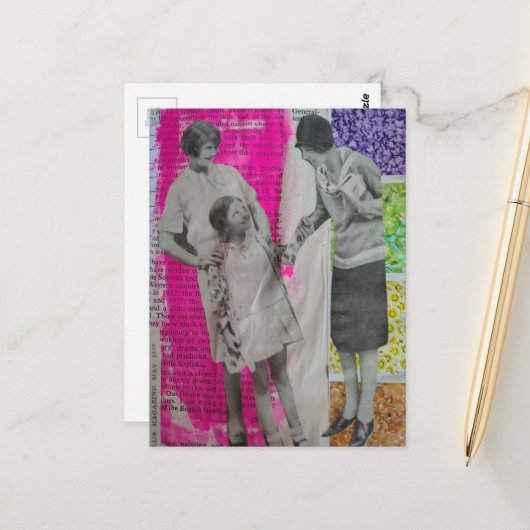 Two Women and a Girl Colorful Collage ポストカード (正面/裏面インサイチュ)