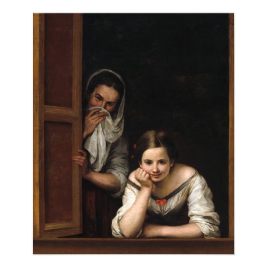 Two Women at a window by Bartolome Esteban Murillo フォトプリント (正面)