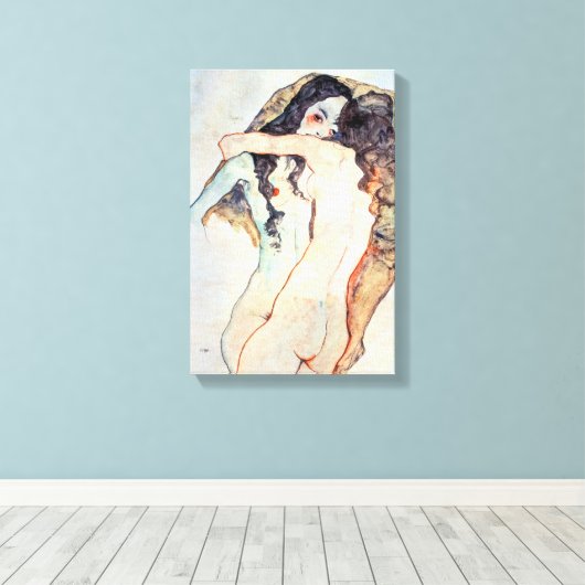 Two Women Embracing | Egon Schiele | キャンバスプリント (インサイチュ (ウッドフロア))