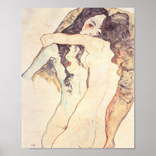 Two Women Embracing Egon Schiele ポスター (正面)