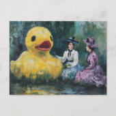 Two Women Picnic in Park With a Giant Duck ポストカード (正面)