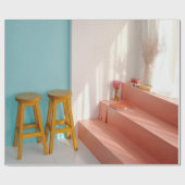 Two yellow wooden bar stools ラッピングペーパー (フラット)