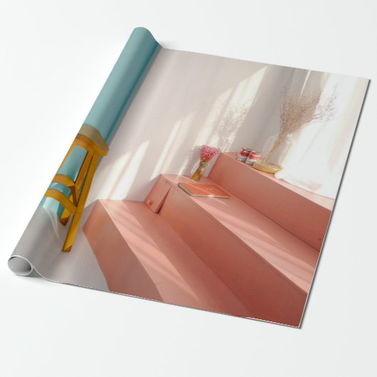 Two yellow wooden bar stools ラッピングペーパー (アンロールド)