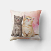 Two Young Cats Cute Grey Kitten and Yellow Kitten クッション (裏面)