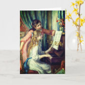 Two Young Girls at the Piano by 空白のルノアール: カード (黄色い花)