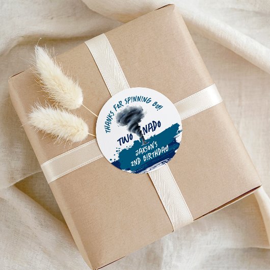 Twonado Twister Tornado Blue Grunge Birthday ラウンドシール