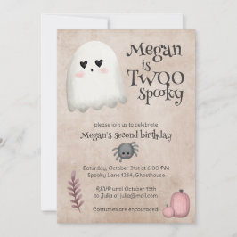 Twoo Spooky Kawaii Ghost Halloween Birthday 招待状