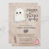 Twoo Spooky Kawaii Ghost Halloween Birthday 招待状 (正面/裏面)