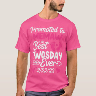 Twosday Promoted To Memaw Grandma New Baby Announc Tシャツ