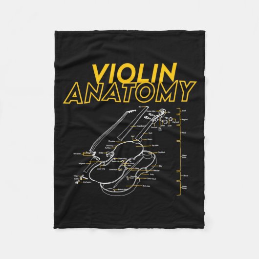 Twoset Violin バイオリンの解剖学図表 限定 フリースブランケット (正面)