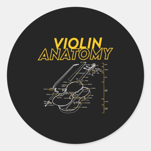 Twoset Violin Violin Anatomy Drawing Diagram Limit ラウンドシール (正面)