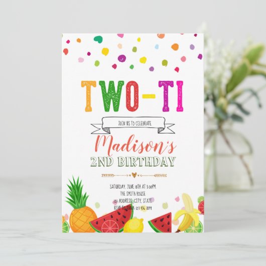 TwoTi Fruitiの第2誕生日の招待 招待状 (スタンド正面)