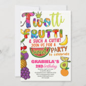 TWOtti Fruttiトロピカル フルーツ 女の子 2歳 誕生日 招待状 (正面)