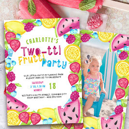 TWOtti Frutti パーティー 2歳の誕生日フォト 招待状