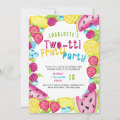 TWOtti Frutti パーティー 2歳の誕生日フォト 招待状 (正面)