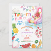 TWOtti Frutti 2歳の誕生日プールパーティー 招待状 (正面)