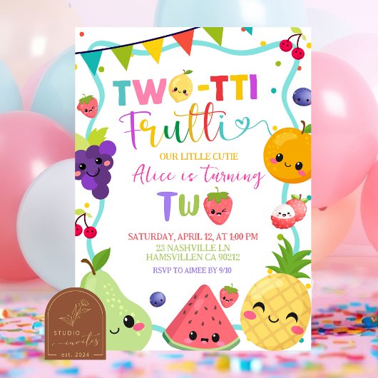 Twotti Frutti 2歳の誕生日招待状 招待状