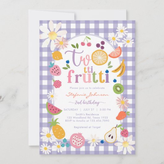 Twotti Frutti 2nd Birthday Invitation 招待状 (正面)